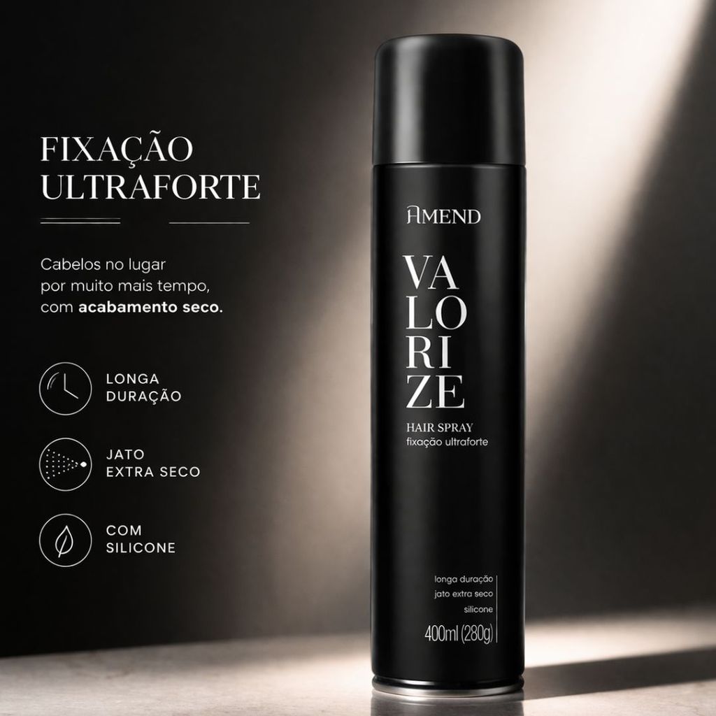 Hair Spray Ultra Forte Valorize 400Ml, Amend Cosmetics Jato Extra Forte