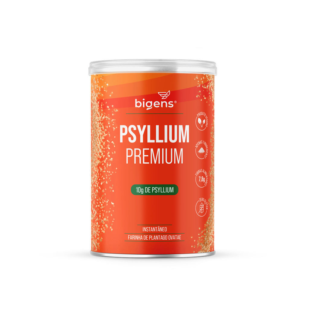 Psyllium Premium, Bigens, Fibra Solúvel, 100% Puro, Sem Aditivos, Vegano, Sem Glúten, 300g em Pó