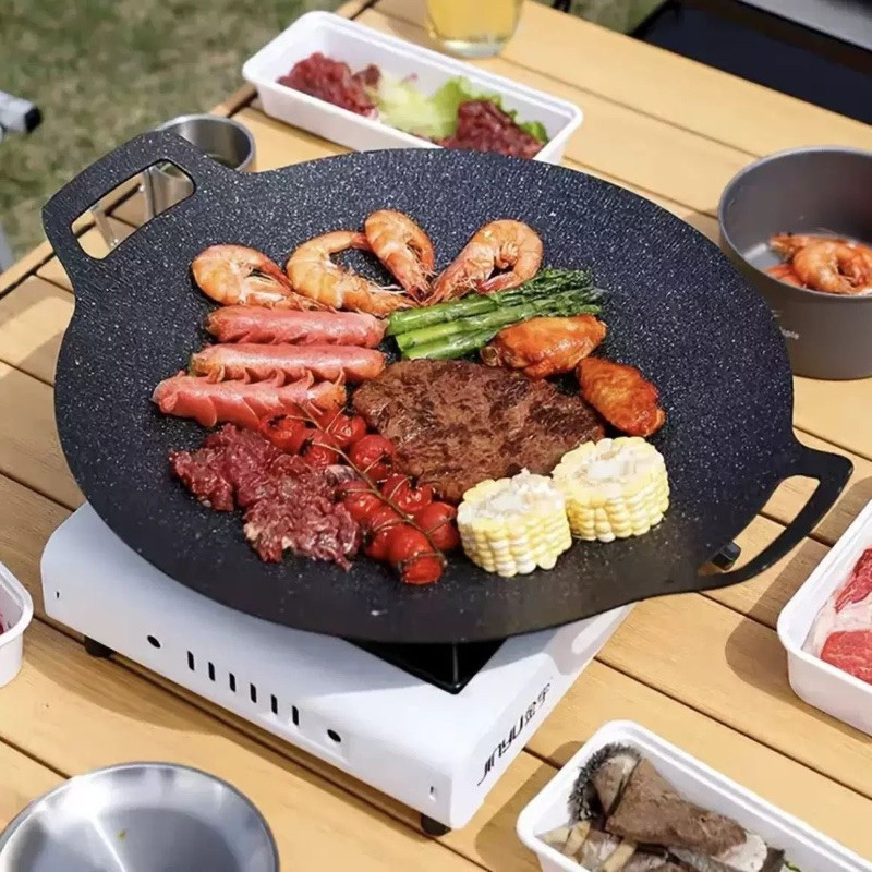 Churrasqueira Redonda Antiaderente Bandeja Para Churrasco Adequada Fogões Domésticos Ao Ar Livre32CM