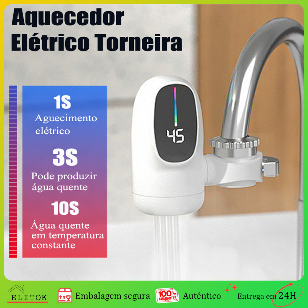 Torneira Elétrica Instantânea Aquecedor de Água 3000W Para Cozinha Banheiro Pia Lavatório Display Digital