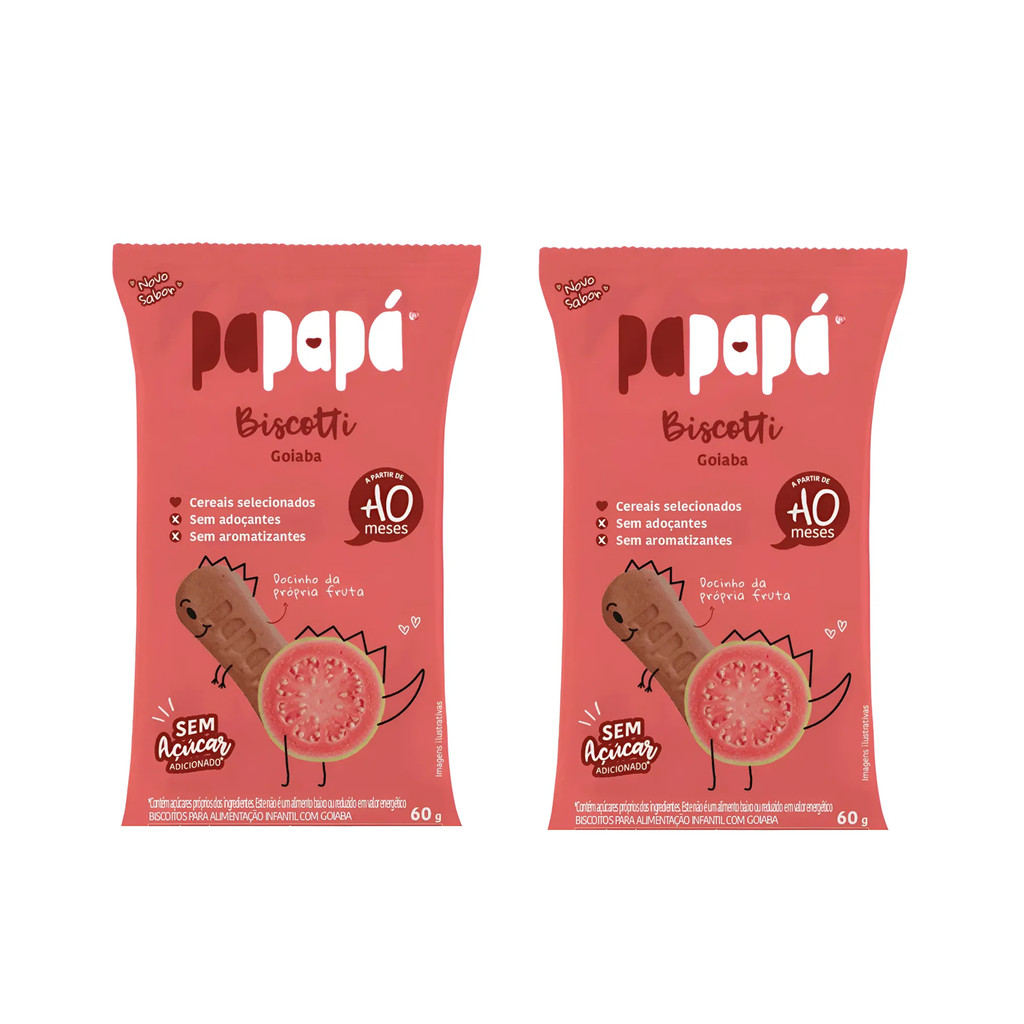 Kit 2x Biscoito De Goiaba Sem Açúcar Biscotti 60g - Papapá em Oferta na Shopee