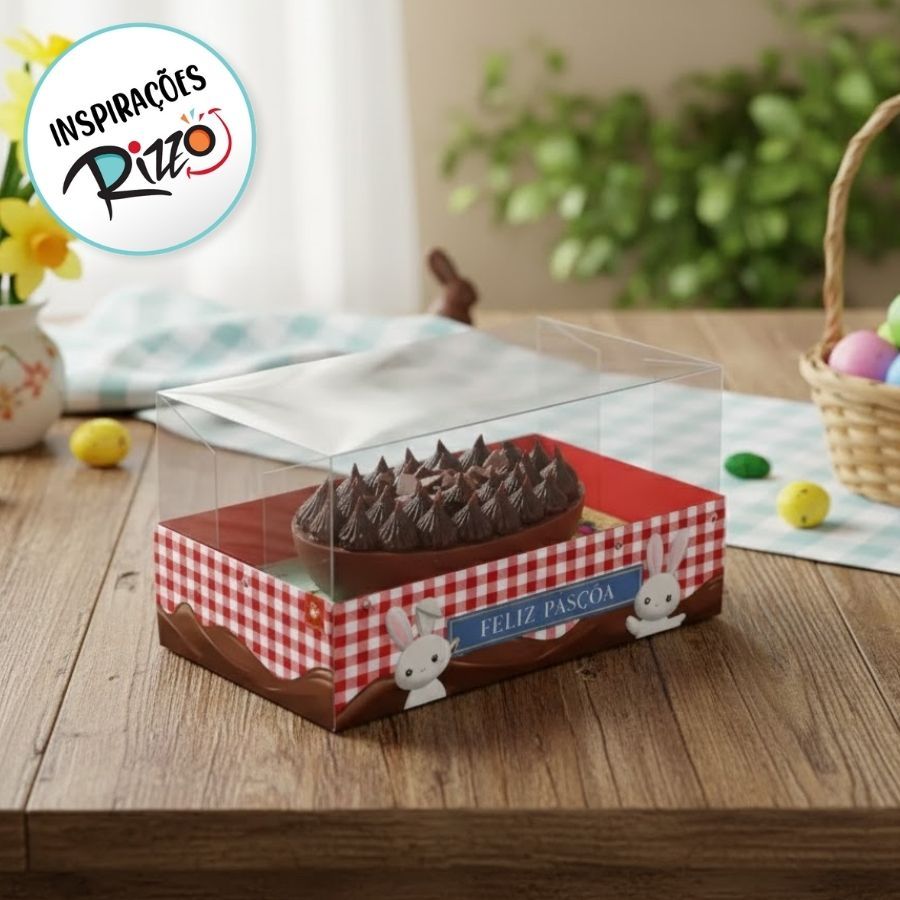 Caixa para Meio Ovo 250g de Páscoa - Horizonte - Contos de Páscoa - 6 unidades - Cromus - Rizzo