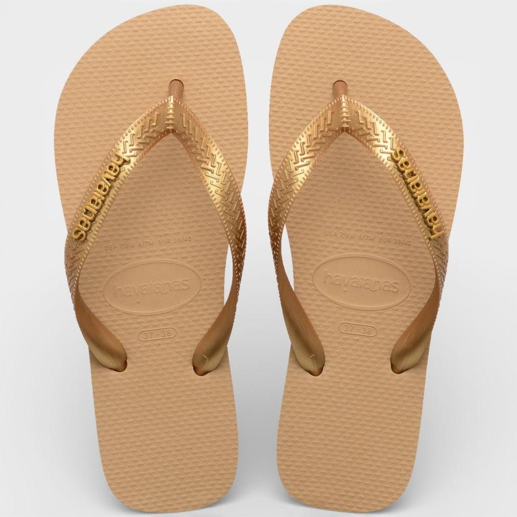 Chinelo Havaianas Top Logo Metallic - Dourado em Oferta na Shopee