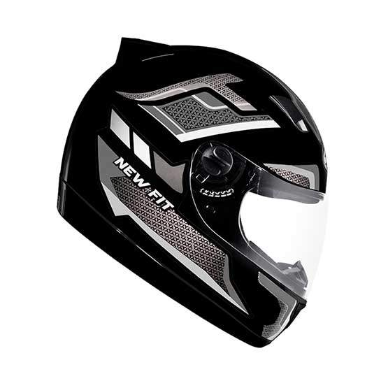 Capacete Moto Ebf New Fit Shift Fechado Com Narigueira Preto Brilhante Prata