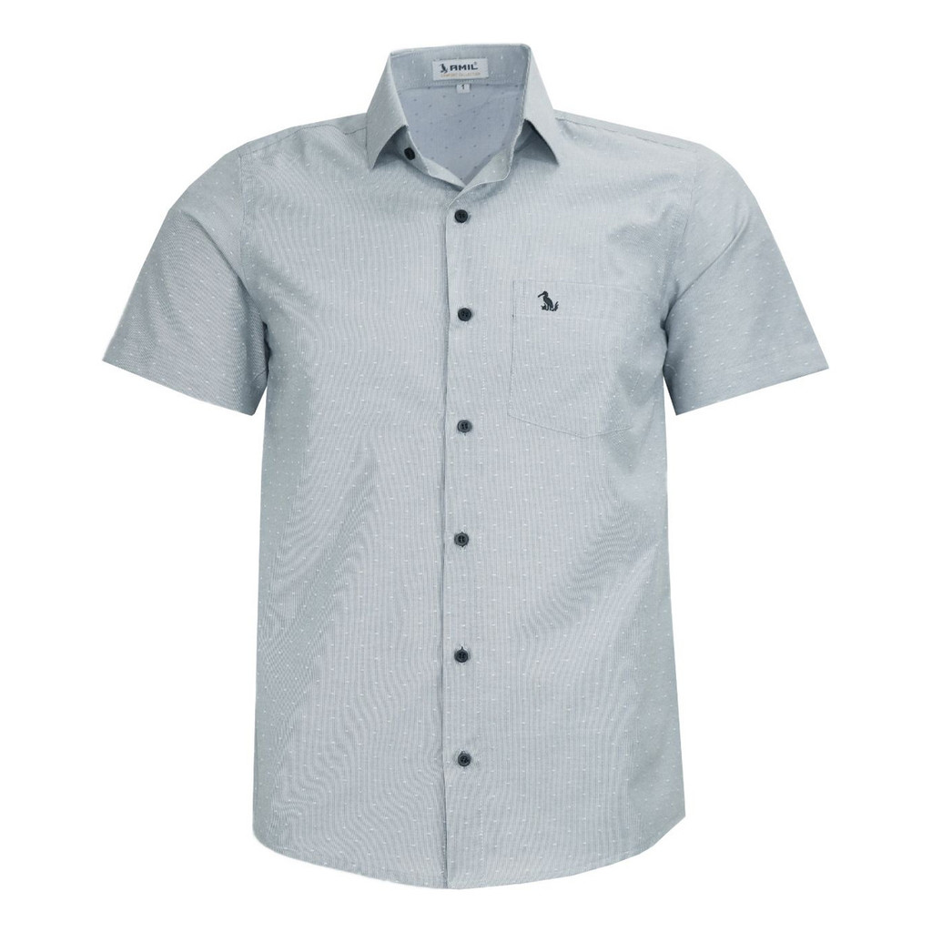 Camisa Social Manga Curta Comfort Com Bolso Passa Fácil 1848