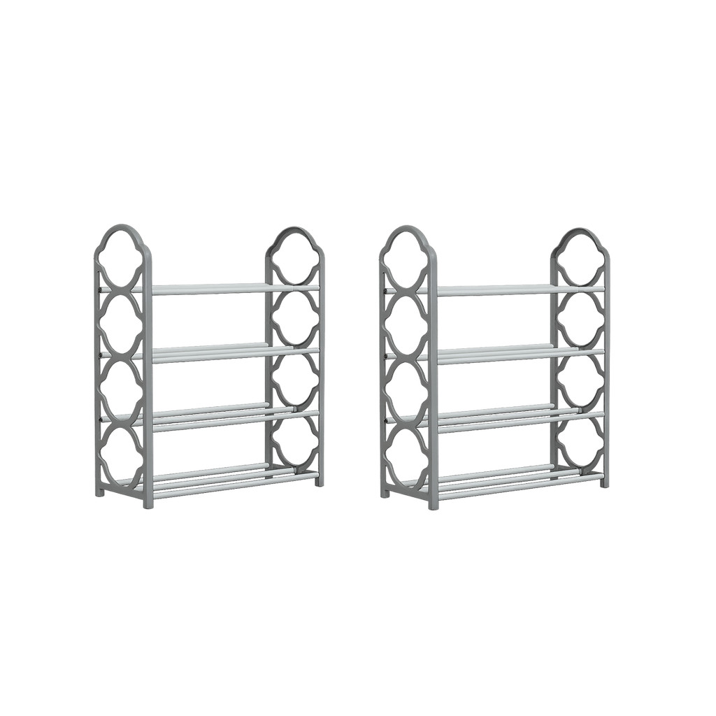 kit 2 Sapateira Multiuso Estante Sapatos Apartamento  Organizador 4 Andares Gray Calçados Lavanderia