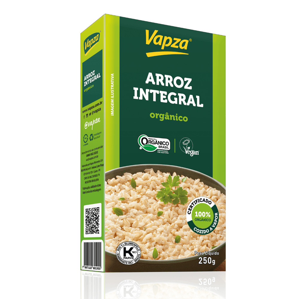 Arroz Integral Orgânico 250G Vapza em Oferta na Shopee