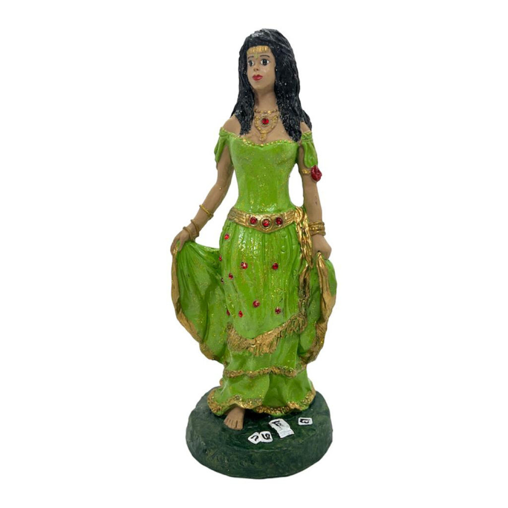 Escultura Cigana Verde Clara Esmeralda 22 cm em Resina