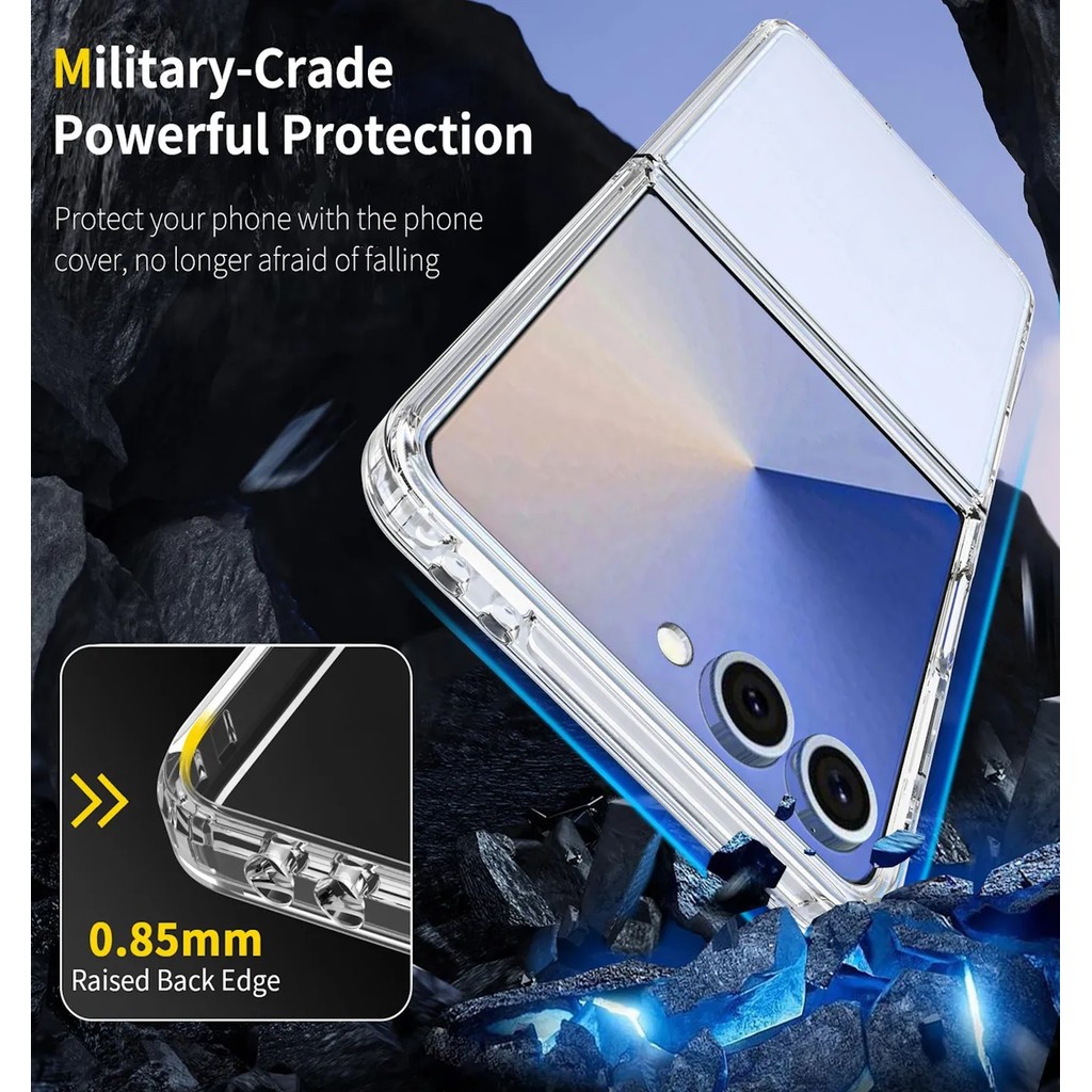 Capa Capinha Antishock Híbrida para Samsung Galaxy Z Flip 7 – (Fundo Rígido PC + Borda Silicone TPU)