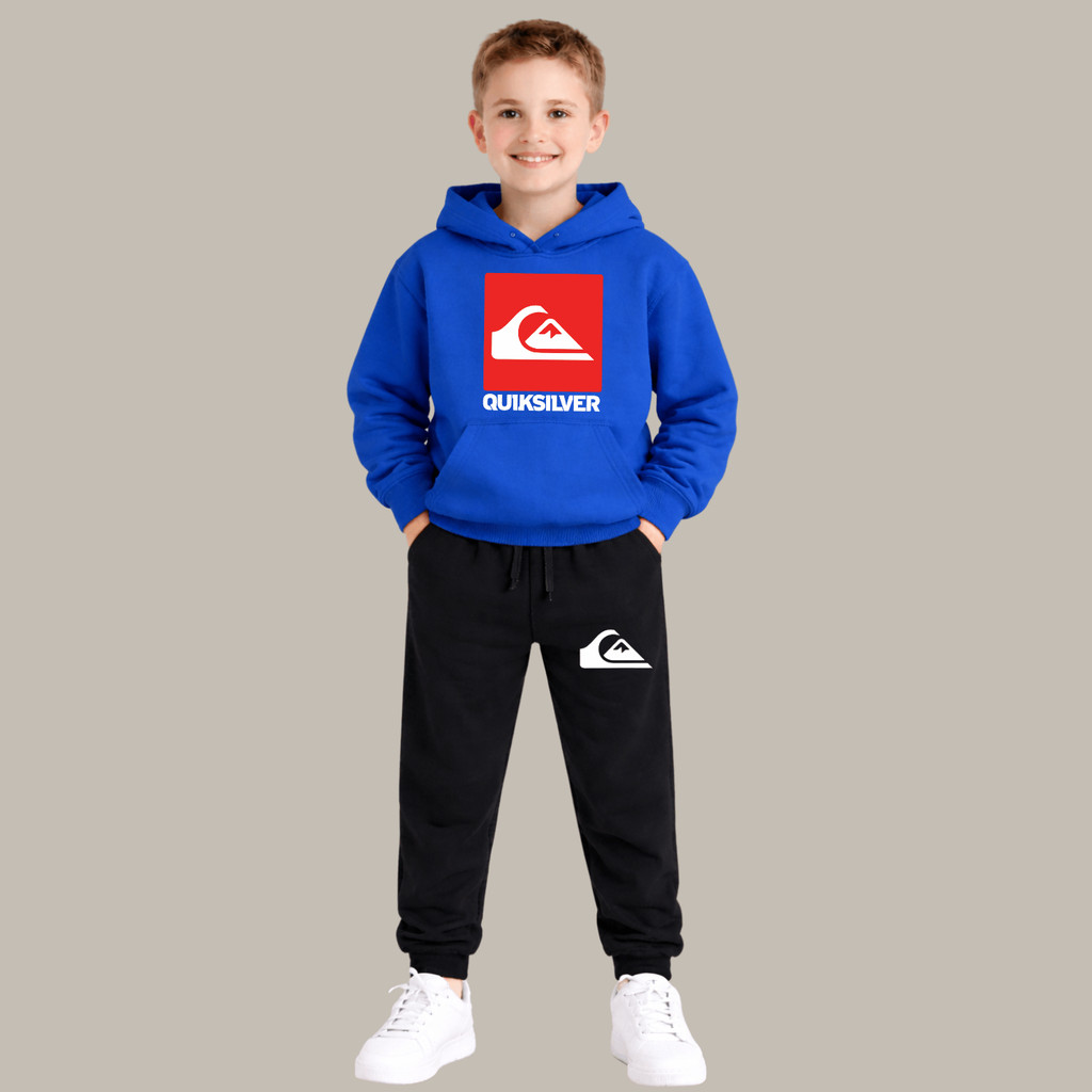 Conjunto Kit Blusa Moletom Canguru e Calça Jogger Quicksilver Infantil Blusão Casaco