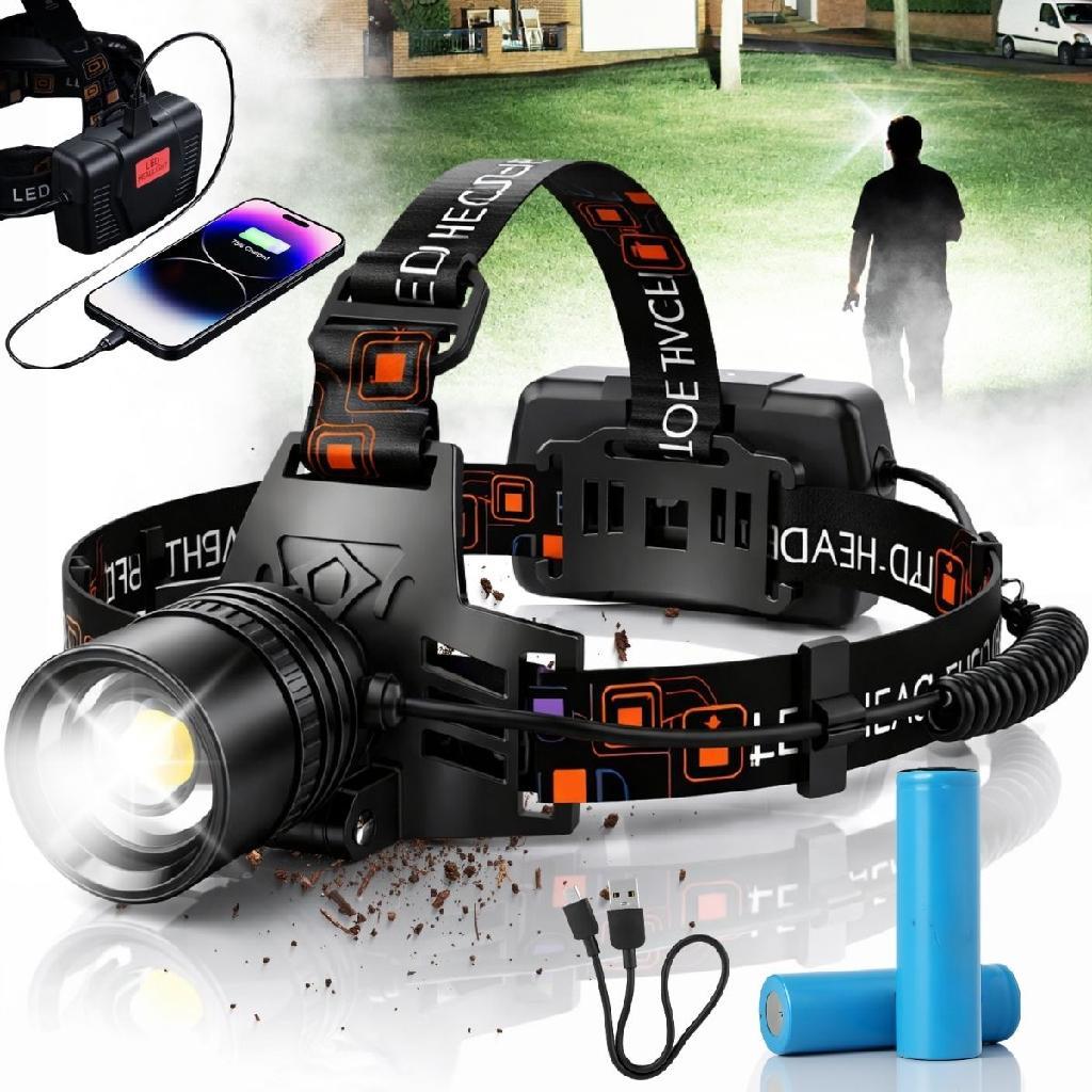 Lanterna De Cabeça Led Recarregável Zoom Para Exploração