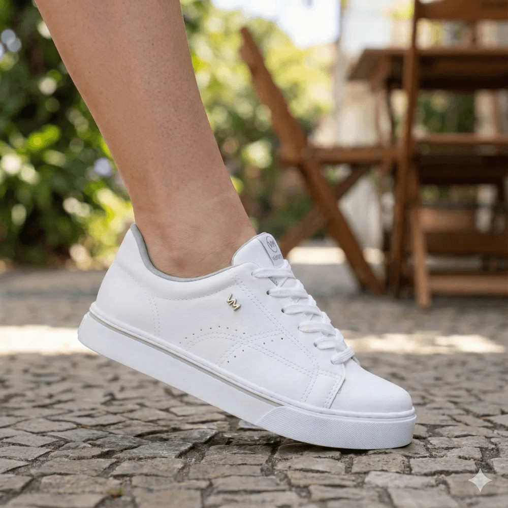 Tênis Feminino Via Marte Casual com Costuras Branco