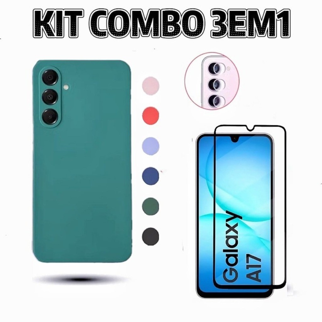 KIt Capa Capinha Silicone Aveludado Samsung A56 A17 A07 A36 A26 A16 A06 A55 A54 M54 M55 e Película