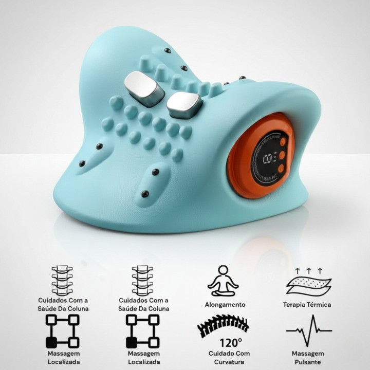 Massageador Cervical Elétrico Profissional com Tração Aquecimento e Alívio da Dor no Pescoço