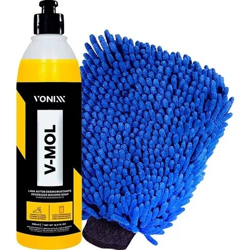 Shampoo Automotivo V-Mol Vonixx Remoção Lama Barro Sujeira Pesada 500ml Luva de Microfibra Kit
