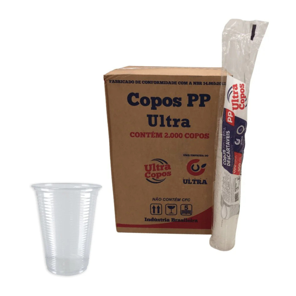 Copo de 300ml Transparente PP Ultra Copos Replast com 2.000 unidades