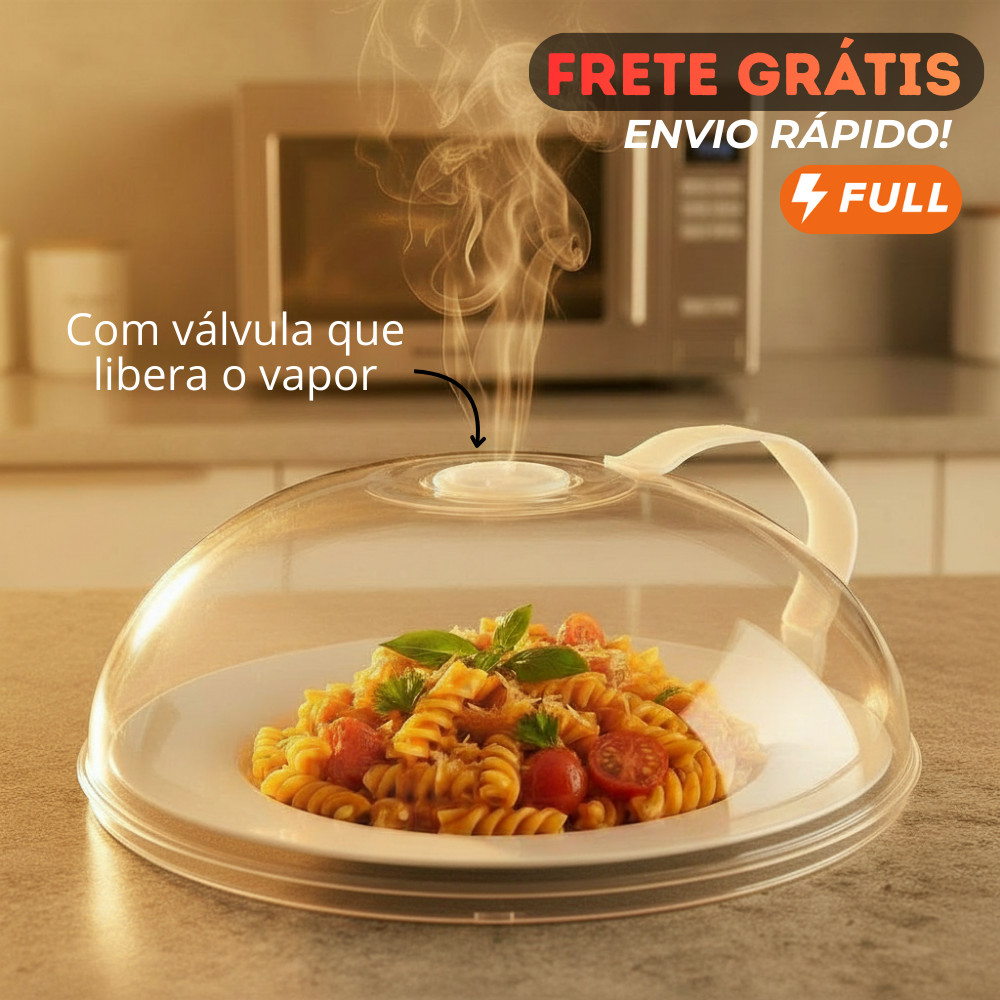 Imagem Tampa De Microondas Protetora Comida Alimentos Com Válvula Alça de Plástico Anti Sujeira Transparente Livre BPA