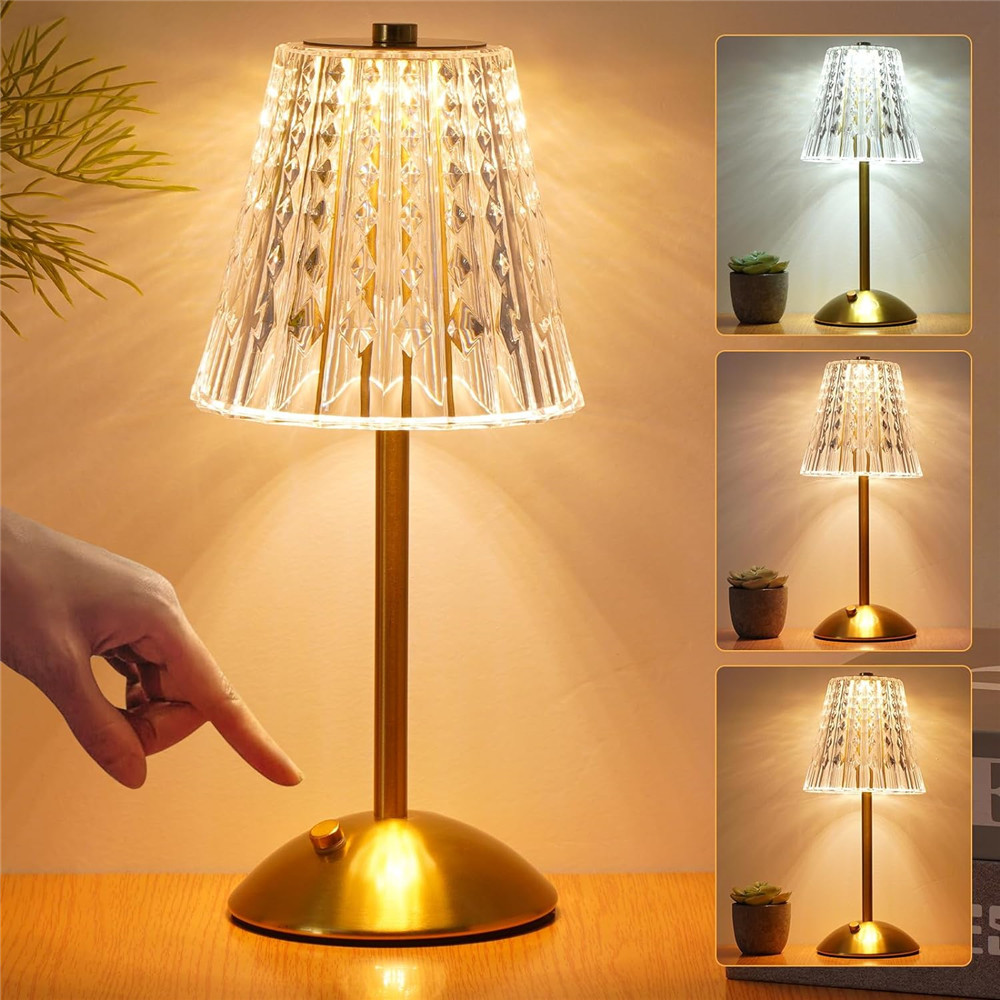 Luminária Abajur de Mesa Saia Seda Com Barra Led Sensor Toque De Luz Quarto Sem Fio 3 Cores 110/220v
