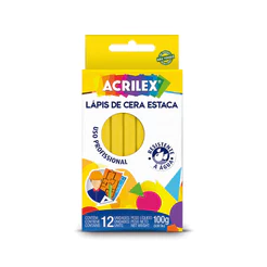 Giz de cera estaca amarelo 12 unidades 504 Acrilex