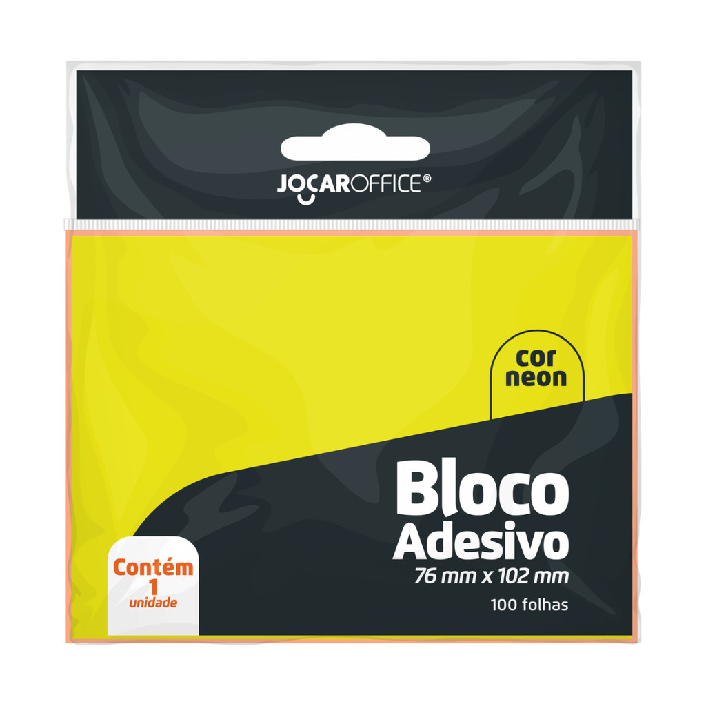 Bloco Adesivo Amarelo Neon C/ 1 Bloco  100F  76mmx102mm