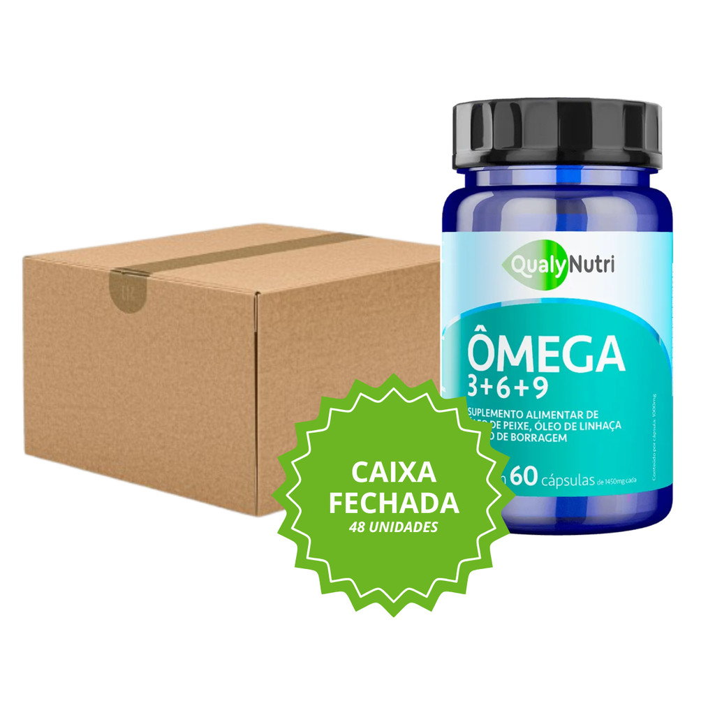Caixa Fechada Ômega 3 6 9 QualyNutri 48 Unid Atacado Óleo Peixe Linhaça Borragem