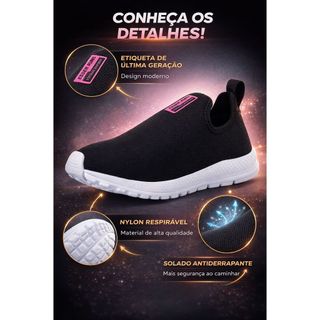 Tênis Meia Feminino Calce Fácil slip on Ortopédico Esportivo Leve e Confortável Casual Academia