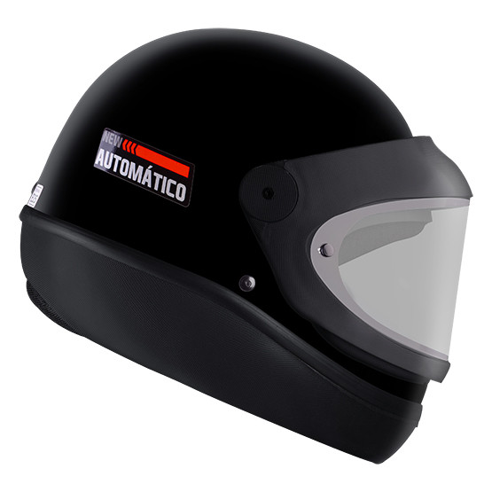 Capacete Moto Automático Fechado Ebf Solid New Classic Viseira Automática Preto