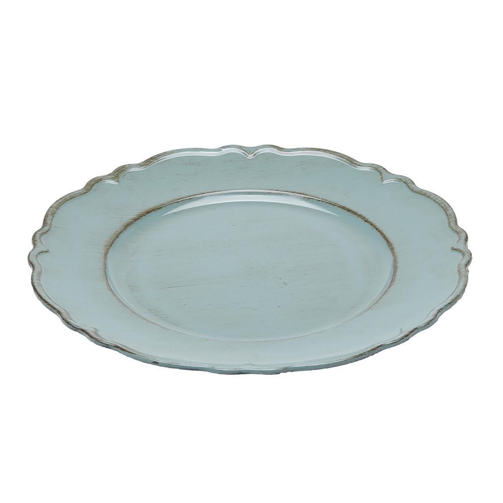 Sousplat Patinado Lyor Moon Verde de Plástico 33cm