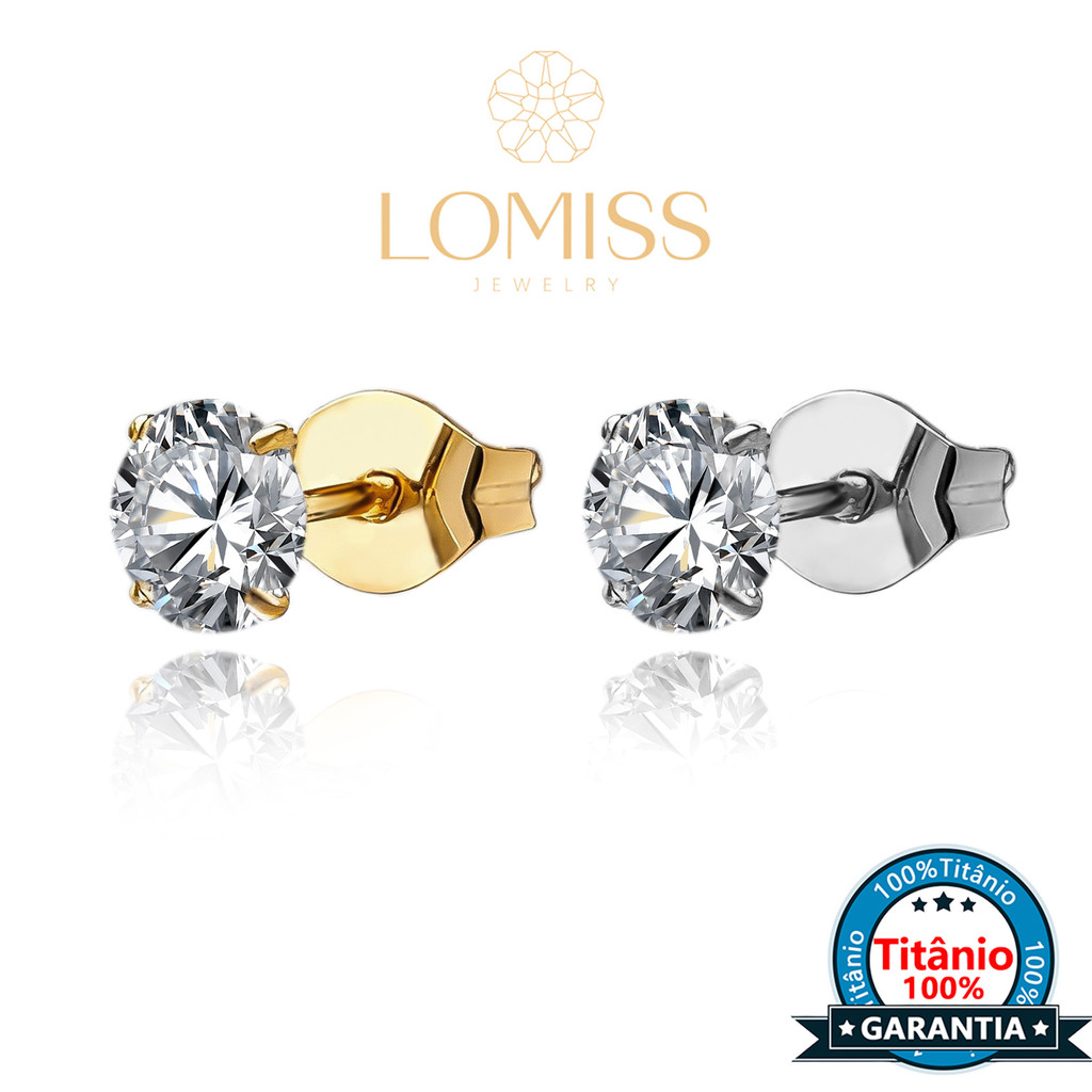 Brinco Piercing Orelha Titânio Redondo Zircônia | Lobulo