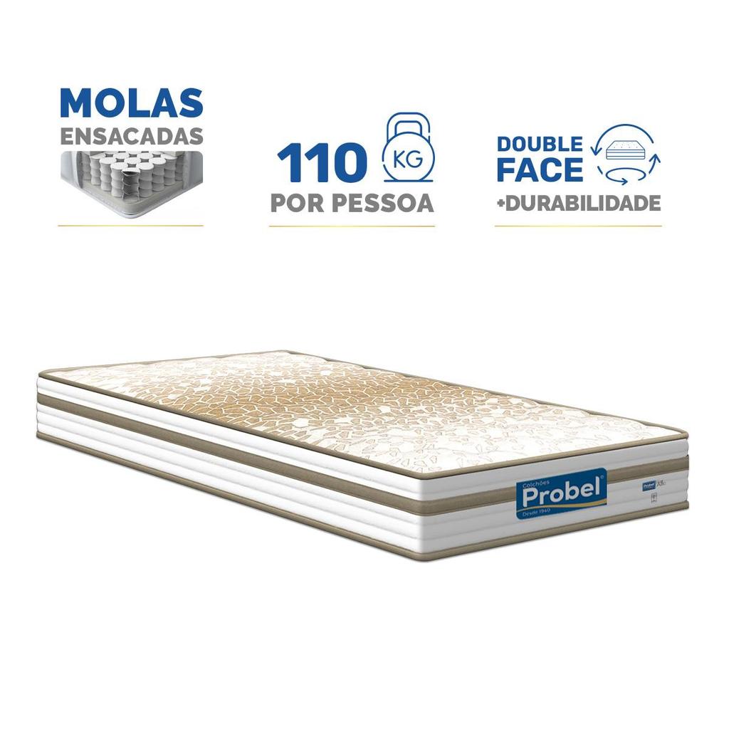 Colchão de Molas Ensacadas Double Face Pillow Euro Alfa Probel Solteiro 88cm