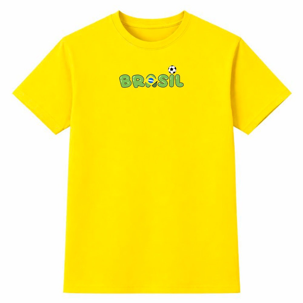 Camiseta Feminina 100% Algodão Camisa Brasil Bandeira Fun Copa do Mundo Futebol Torcida Animada