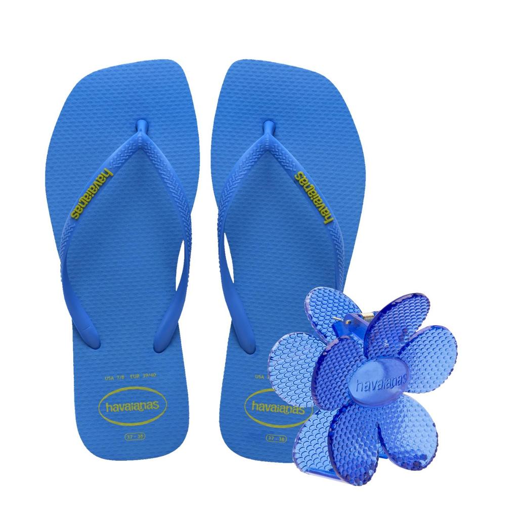 Kit Havaianas - Chinelo Havaianas Slim Square Logo Pop Up + Presilha de Cabelo Havaianas