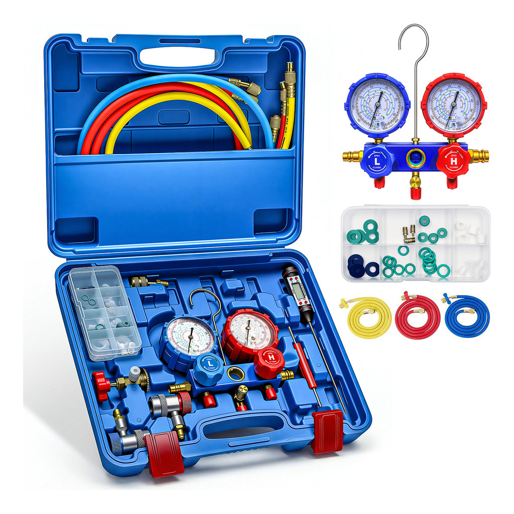 Manômetro Manifold Ar Condicionado Automotivo R410 R32 R134a C/ Maleta