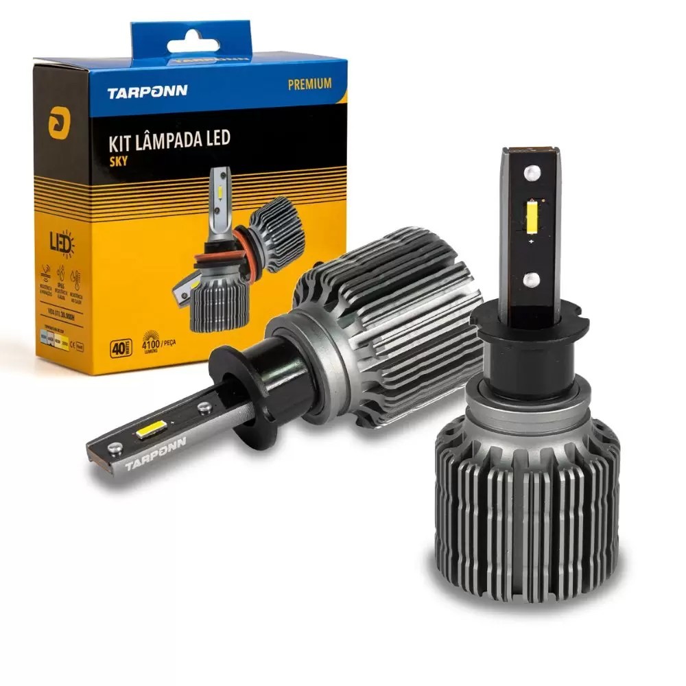 Par Lâmpadas Led H3 6000K Super Branca Tarpon Premium para Farol Automotivo