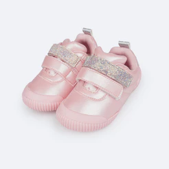 Tênis Infantil Strass Rosa Branco Dourado Pampili