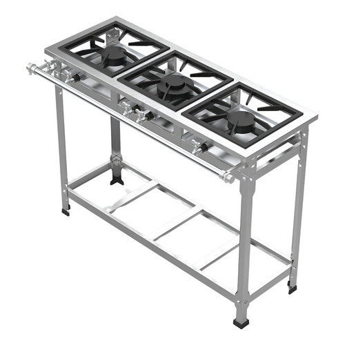 Fogão Inox 3 Bocas Duralínea Baixa Pressão 1 queimador duplo 2 queimador simples