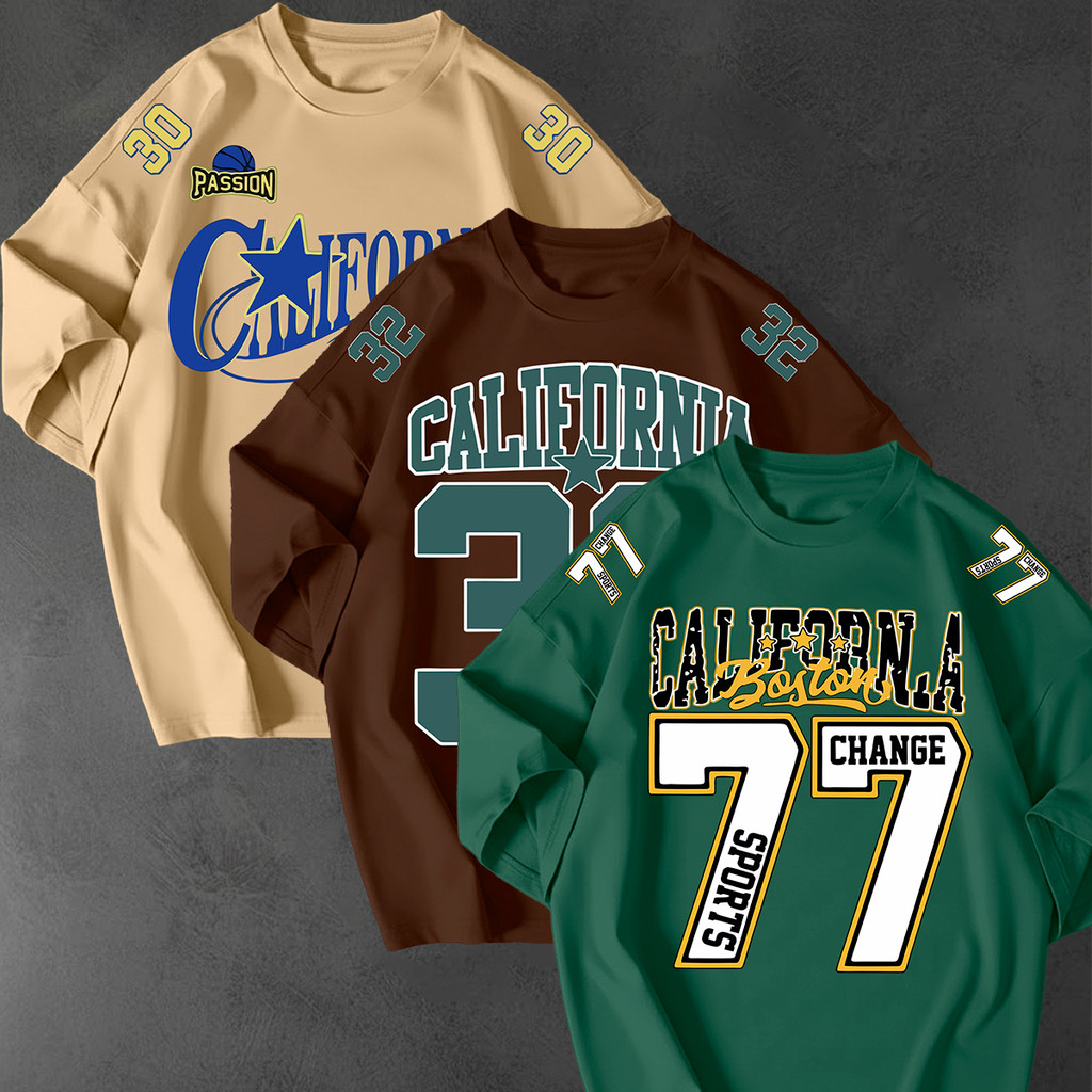 Kit 3 Camisetao Oversized Streetwear Estampa California 30 86 96 Unissex 100 Algodao Tshirt Premium