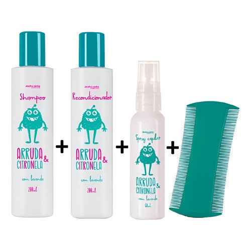 Kit Mata Piolho - Sh+cond+spray+pente Arruda E Citronela em Oferta na Shopee