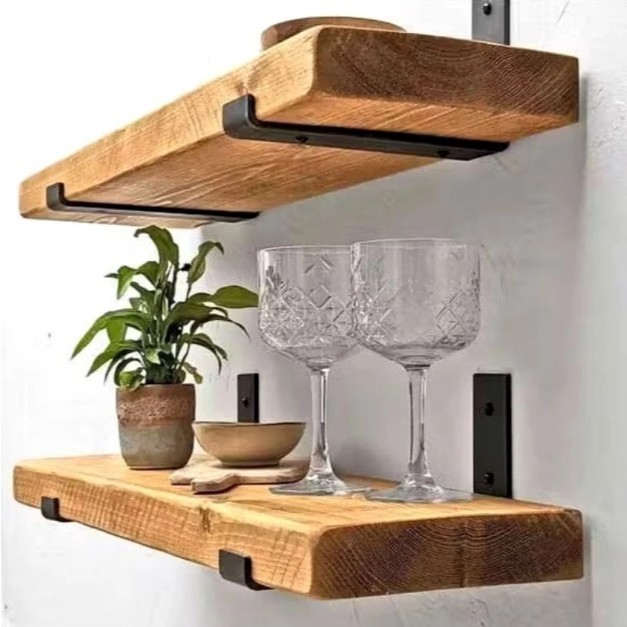 Prateleira Industrial Decorativa Tipo Rústica 40cm ou 60cm Mão Francesa Invertida com Suporte em L