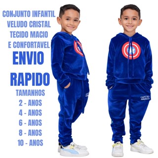 conjunto infantil veludo menino( de frio inverno) em Oferta na Shopee