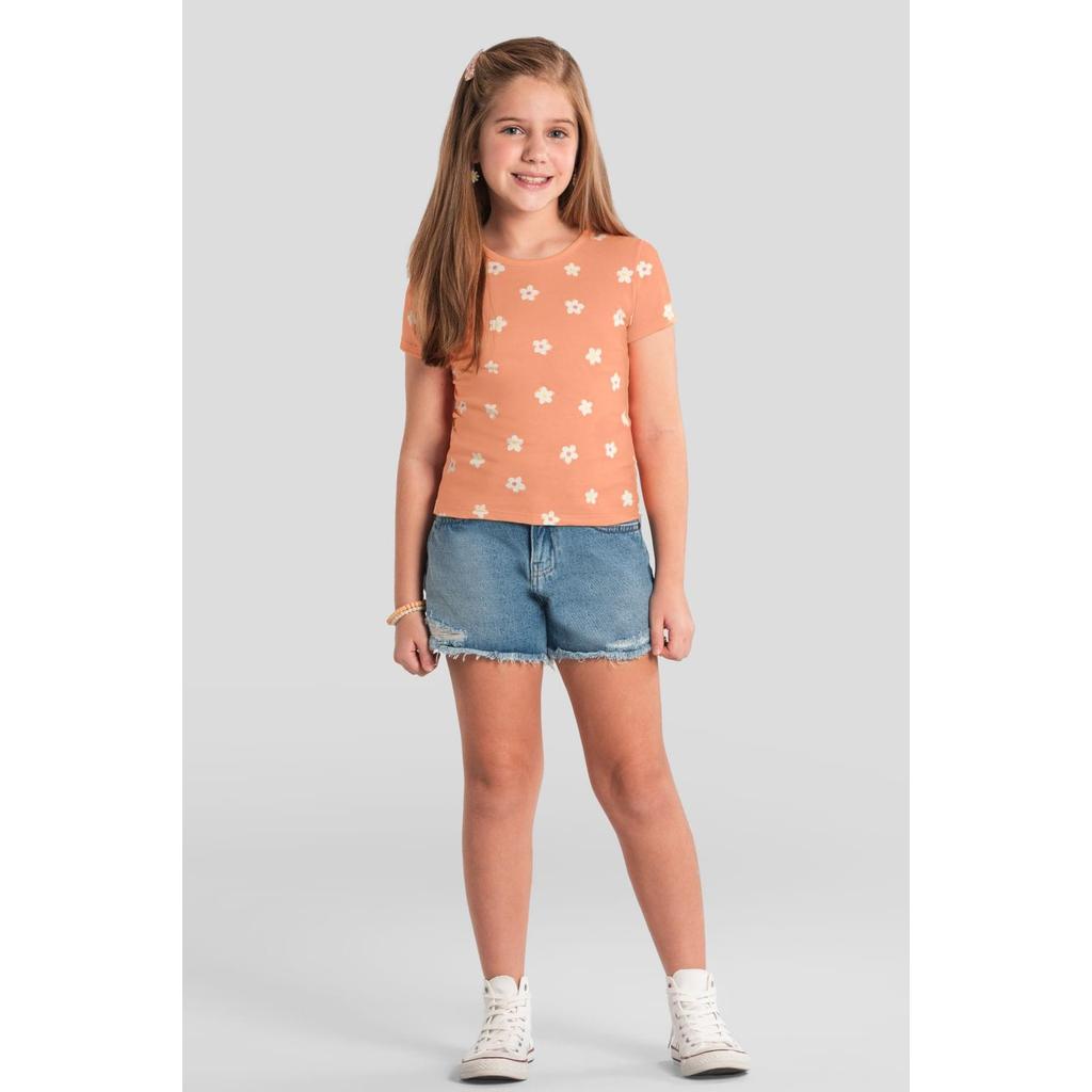 Blusa infantil menina de flores em meia malha Brandili - 12 em Oferta na Shopee