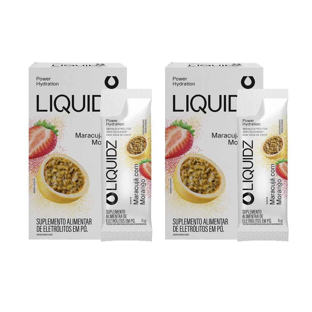 LIQUIDZ® - Eletrólitos Zero Açúcares - Maracujá com Morango - Kit 2 Caixas - 12