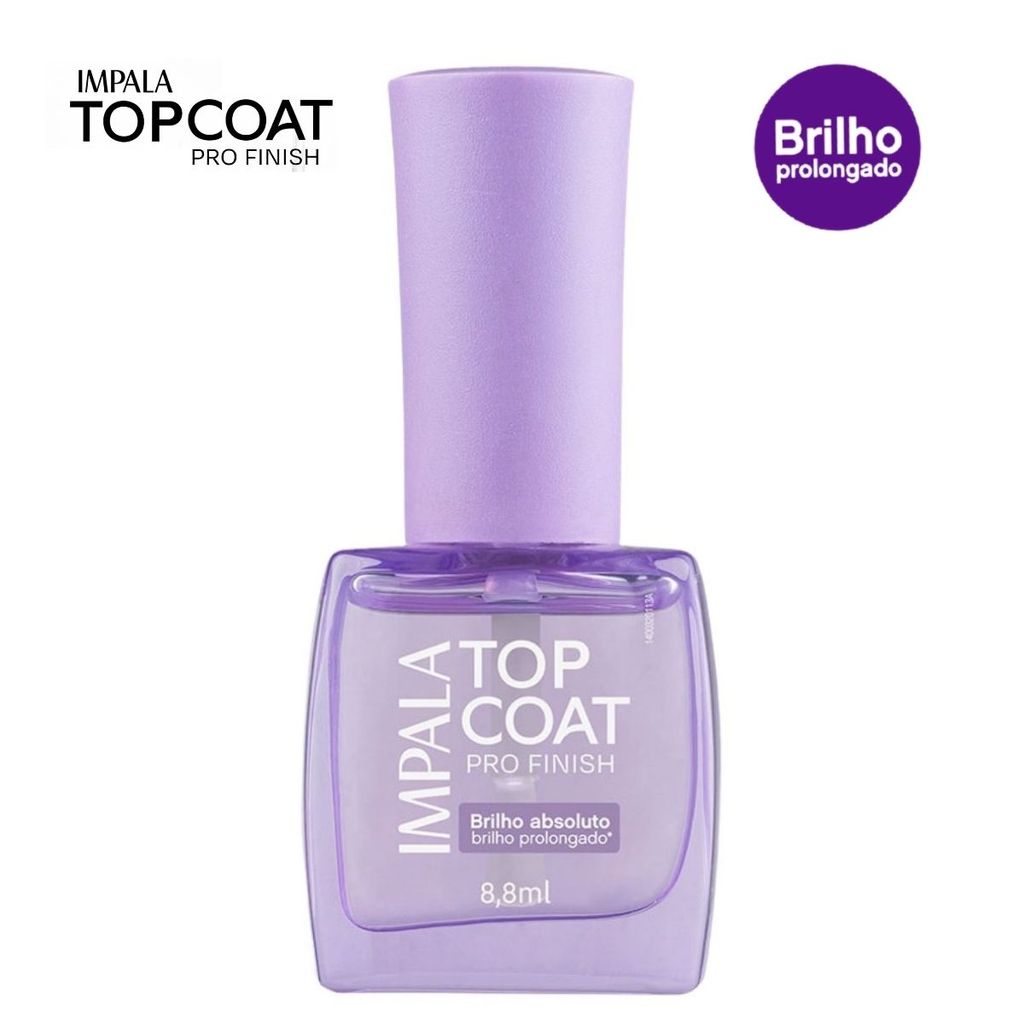 Impala Top Coat Esmalte Brilho Absoluto Prolongado Hipoalergênico lançamento Manicure Pedicure
