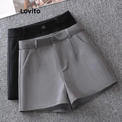 Lovito Shorts Elegantes Com Bolso Liso E Shorts Básicos Para Mulheres LNL74448