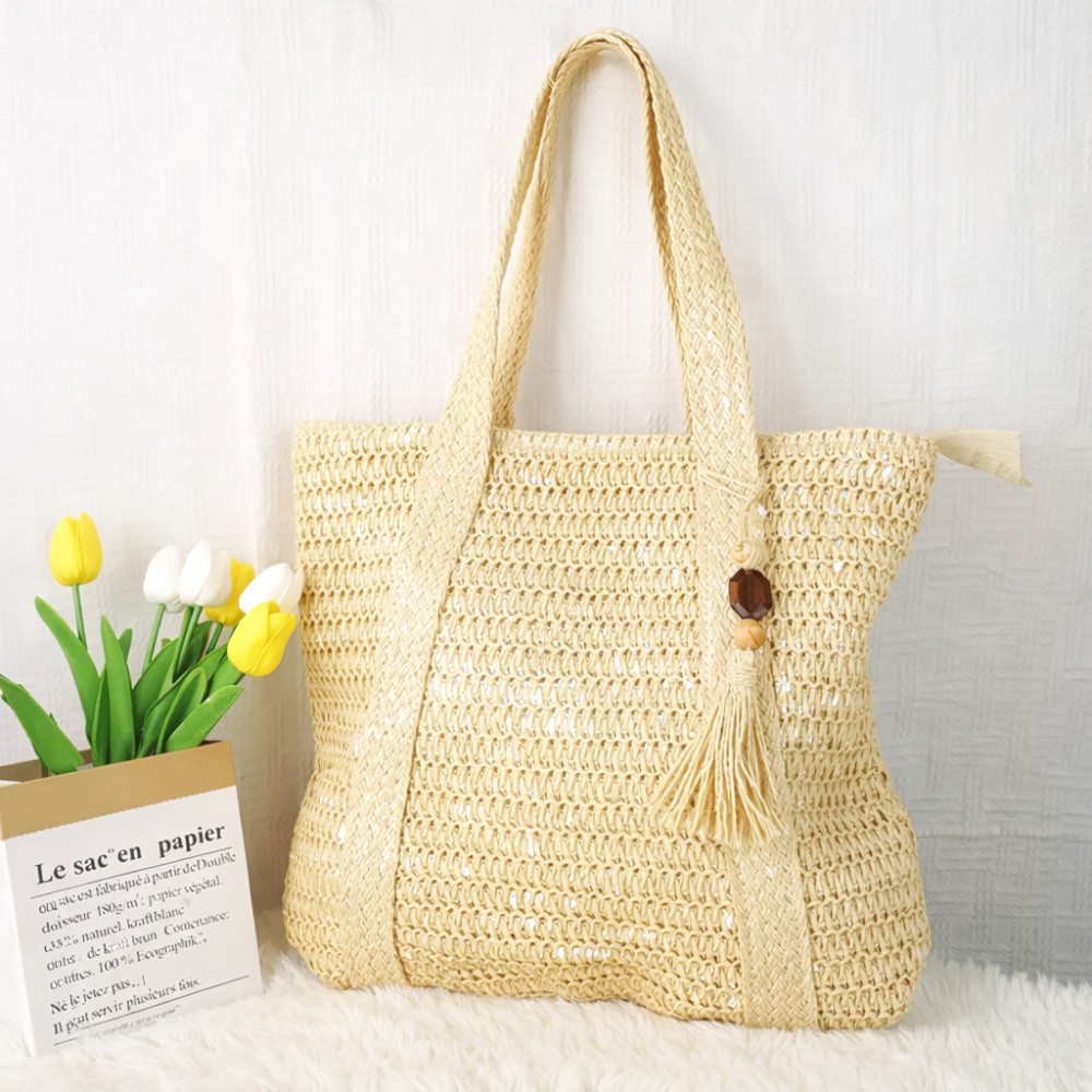 BOLSA TOTE ARTESANAL PALHA FEMININA LEVE MODERNA PRAIA VERÃO