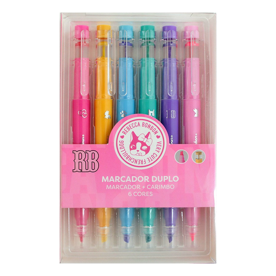 Marca Texto Estampes De Paris Carimbo 6 Cores Rebecca Bonbon