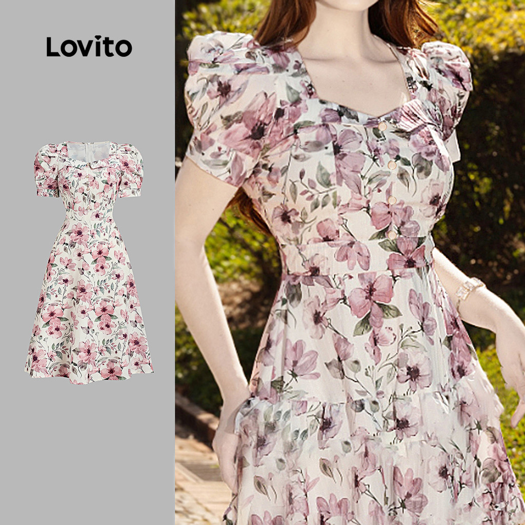 Lovito Vestido Boho Primavera/verão para Mulheres L154ED214 em Oferta na Shopee