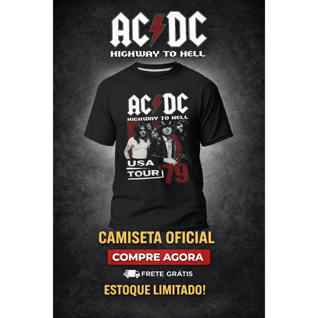 Camisetas 100% Algodão AC/DC – Diversas Estampas Exclusivas 100% Algodão Envio Imediato
