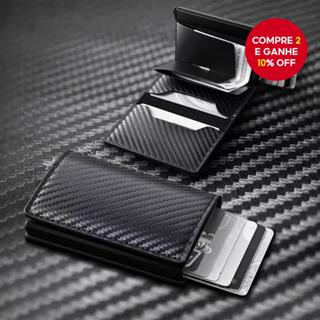 Carteira Com Bloqueio RFID Da M En Porta-Cartões Ultrafino Auto-Pop Em Couro De Alumínio Duas Dobras ​ em Oferta na Shopee