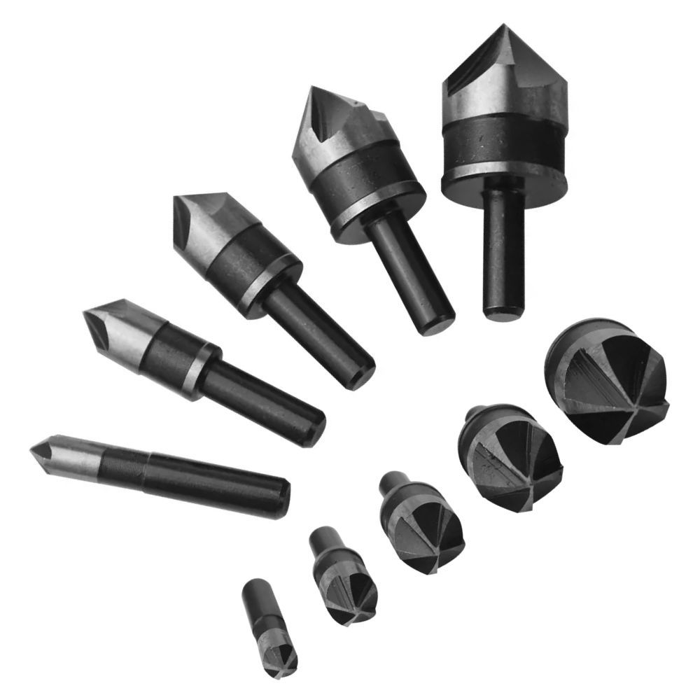 Jogo De Escareador 5 Pontas Para Metal Madeira E Pvc 5 Peças Haste 1/4 Pol Chanfrador De FurosFuradeira E Parafusadeira